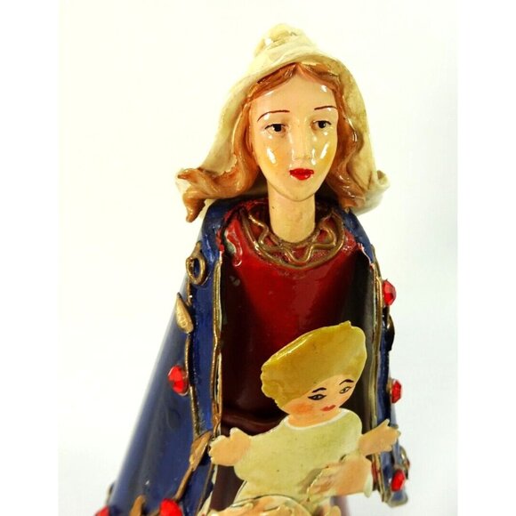 Nativity Statue Candle Holder Metalwork and Resin Virgin Mary Christmas Manger - Picture 2 of 15